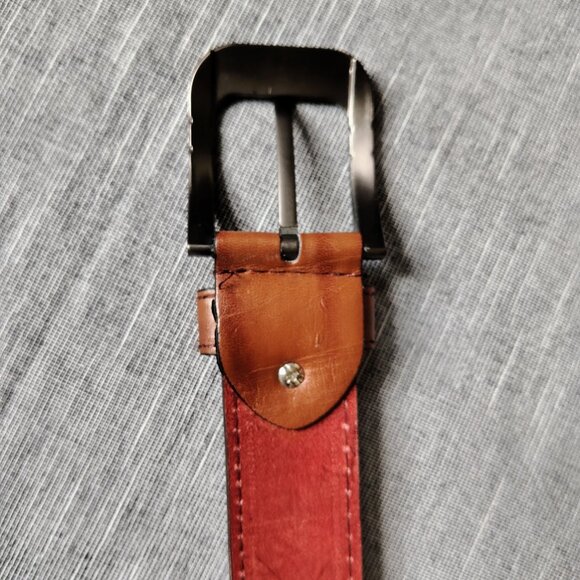 Leather Belt Brown Mens Western Cowboy DKBL Buckle - Picture 9 of 11